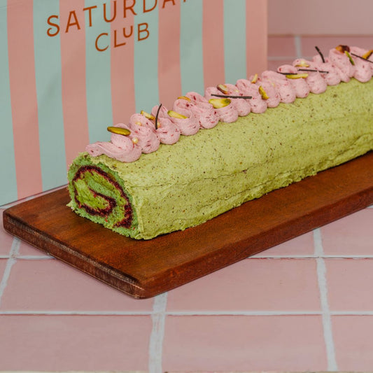 Pistachio Raspberry Swiss Roll
