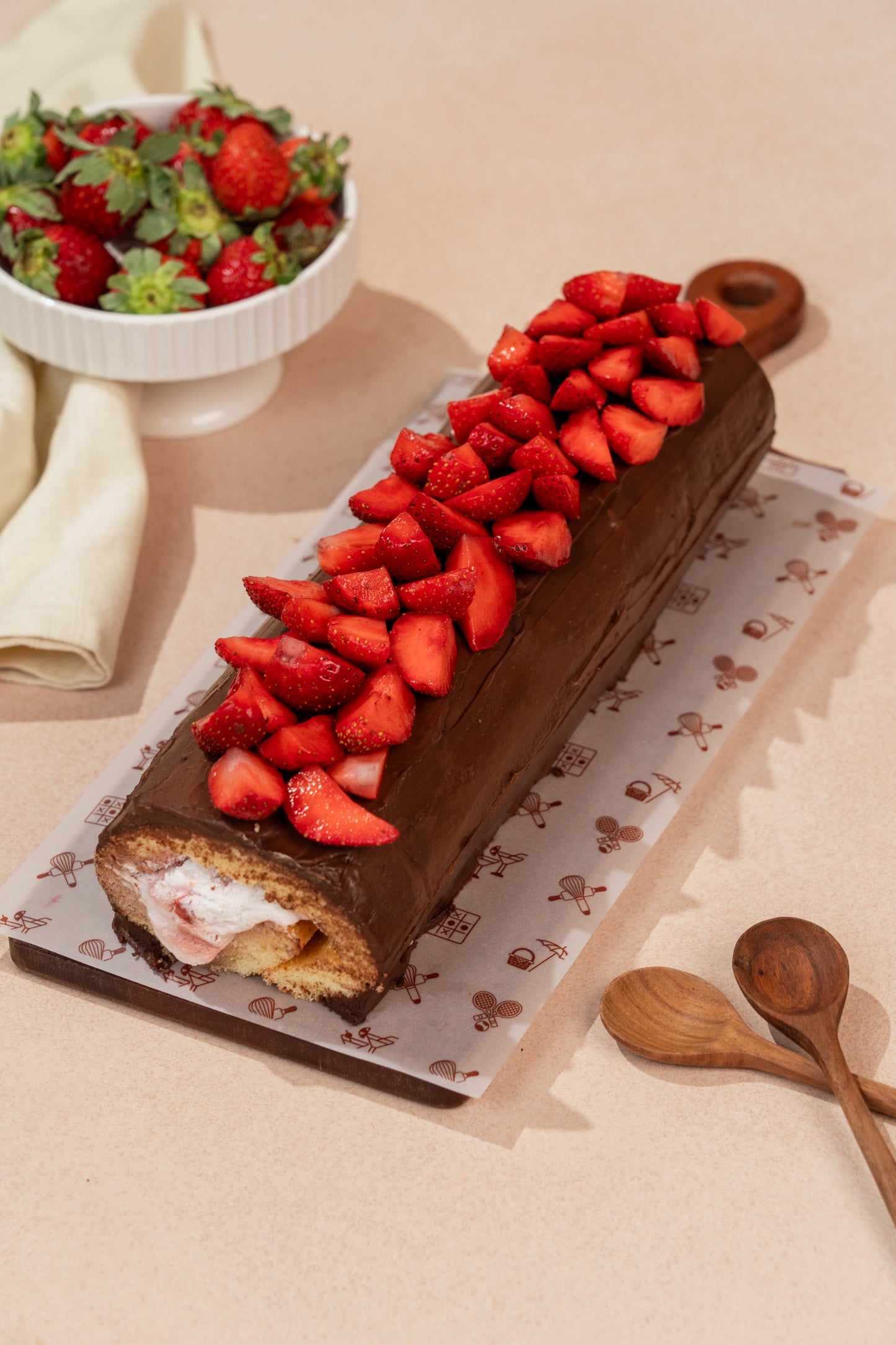 Chocolate Strawberry Swiss Roll